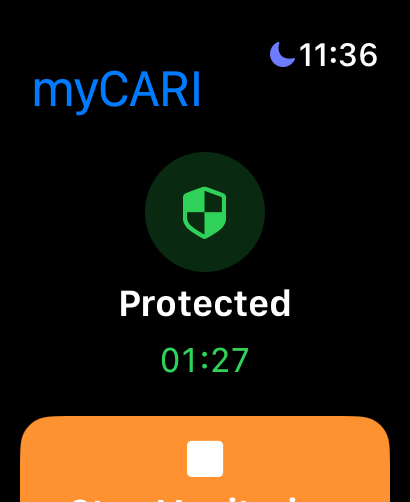 Apple Watch showing protected status